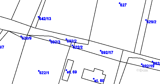 Parcela st. 692/16 v KÚ Jemnice u Oseka, Katastrální mapa