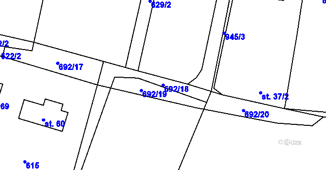 Parcela st. 692/18 v KÚ Jemnice u Oseka, Katastrální mapa