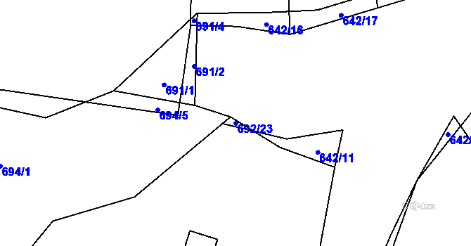Parcela st. 692/23 v KÚ Jemnice u Oseka, Katastrální mapa