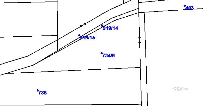 Parcela st. 734/9 v KÚ Jemnice u Oseka, Katastrální mapa