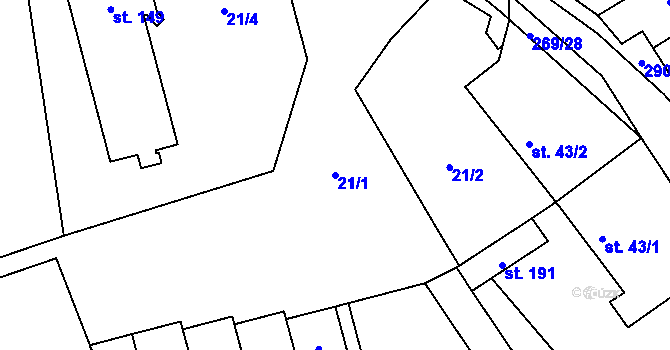 Parcela st. 21/1 v KÚ Osek u Radomyšle, Katastrální mapa