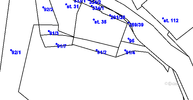 Parcela st. 91/2 v KÚ Osek u Radomyšle, Katastrální mapa