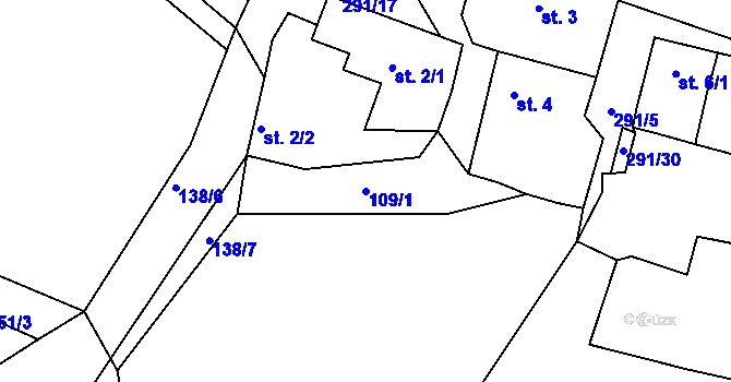 Parcela st. 109/1 v KÚ Osek u Radomyšle, Katastrální mapa