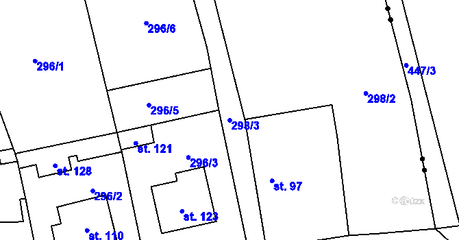 Parcela st. 298/3 v KÚ Osek u Radomyšle, Katastrální mapa