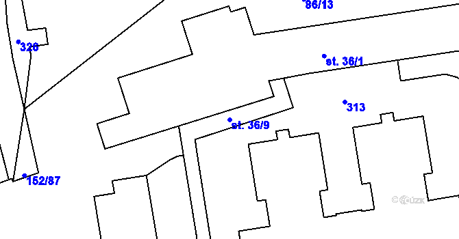 Parcela st. 36/9 v KÚ Osek u Radomyšle, Katastrální mapa