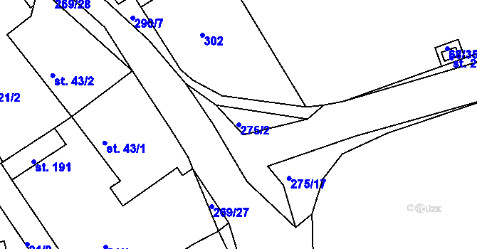 Parcela st. 275/2 v KÚ Osek u Radomyšle, Katastrální mapa