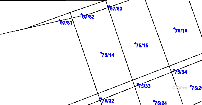 Parcela st. 75/14 v KÚ Osek u Radomyšle, Katastrální mapa