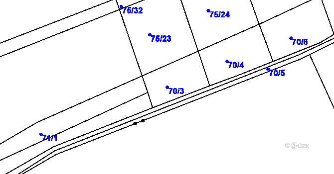 Parcela st. 70/3 v KÚ Osek u Radomyšle, Katastrální mapa