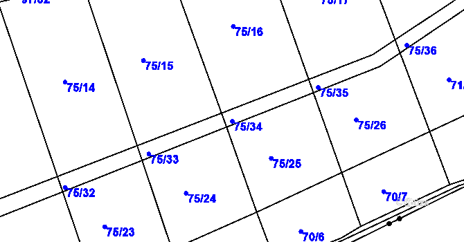 Parcela st. 75/34 v KÚ Osek u Radomyšle, Katastrální mapa