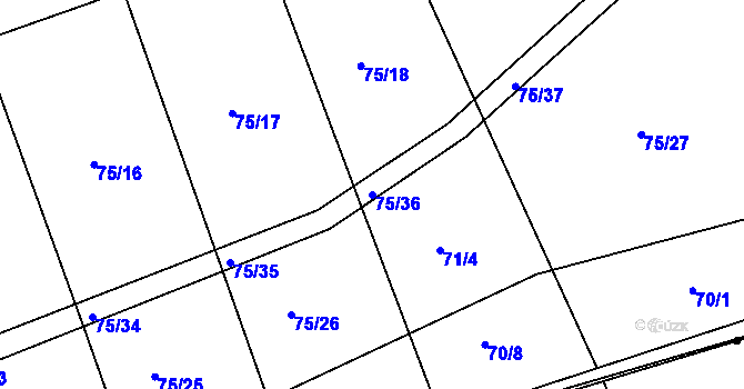 Parcela st. 75/36 v KÚ Osek u Radomyšle, Katastrální mapa