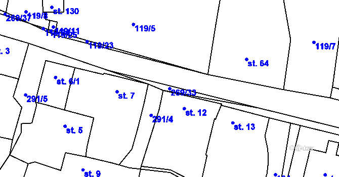 Parcela st. 269/33 v KÚ Osek u Radomyšle, Katastrální mapa