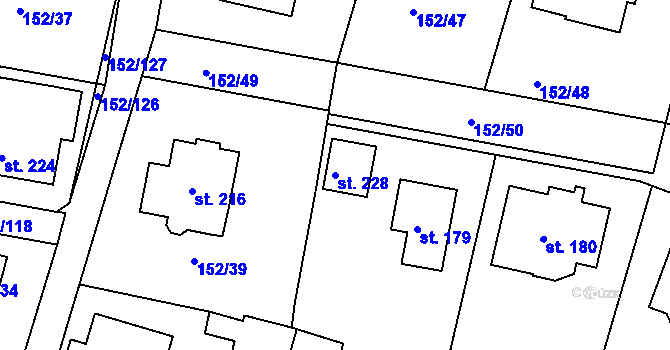 Parcela st. 228 v KÚ Osek u Radomyšle, Katastrální mapa