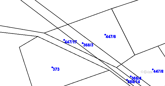 Parcela st. 368/3 v KÚ Petrovice u Oseka, Katastrální mapa