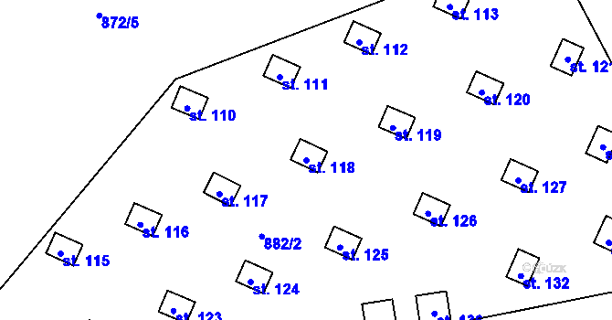 Parcela st. 118 v KÚ Velká Turná, Katastrální mapa