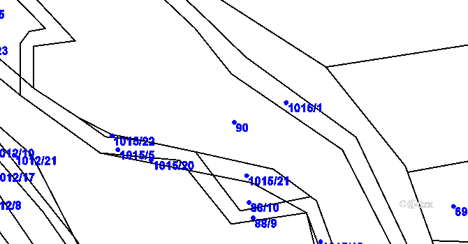 Parcela st. 90 v KÚ Velká Turná, Katastrální mapa