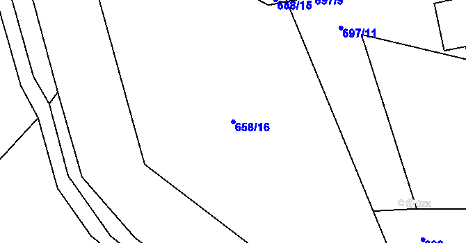 Parcela st. 658/16 v KÚ Velká Turná, Katastrální mapa