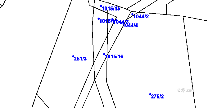 Parcela st. 1015/16 v KÚ Velká Turná, Katastrální mapa