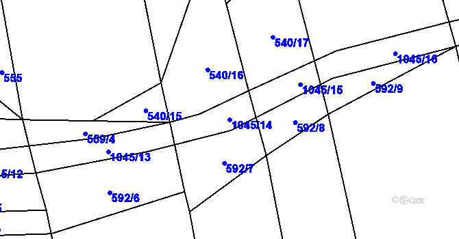 Parcela st. 1045/14 v KÚ Velká Turná, Katastrální mapa