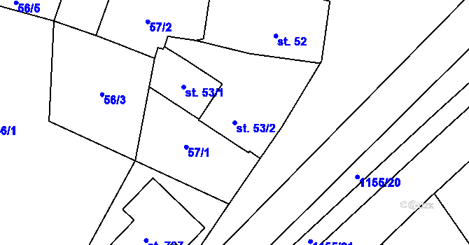 Parcela st. 53/2 v KÚ Osek u Rokycan, Katastrální mapa