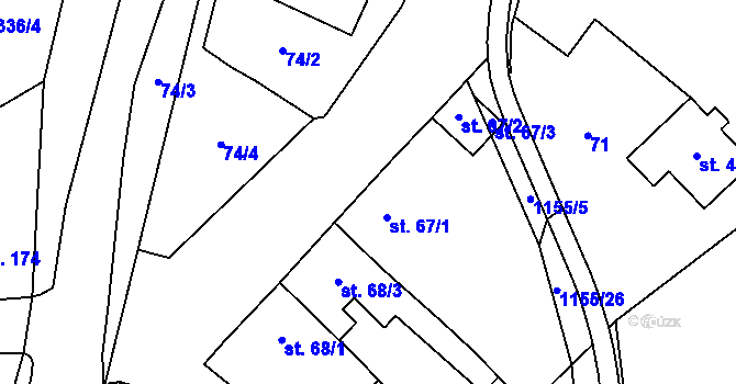 Parcela st. 67 v KÚ Osek u Rokycan, Katastrální mapa