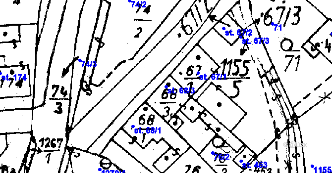 Parcela st. 68/3 v KÚ Osek u Rokycan, Katastrální mapa