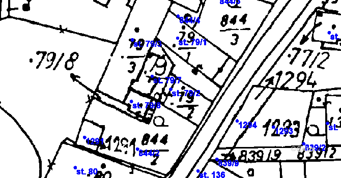 Parcela st. 79/2 v KÚ Osek u Rokycan, Katastrální mapa