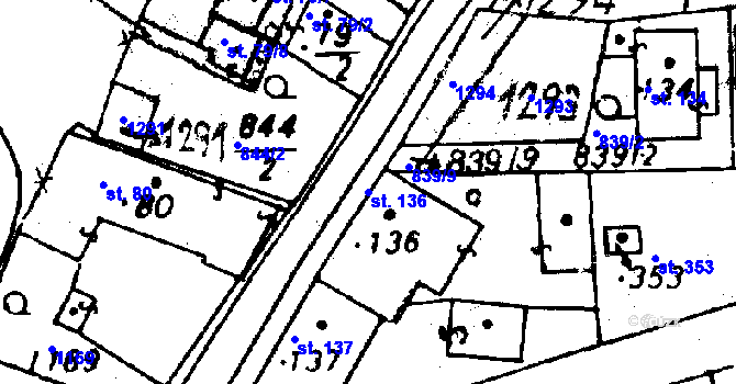 Parcela st. 136 v KÚ Osek u Rokycan, Katastrální mapa
