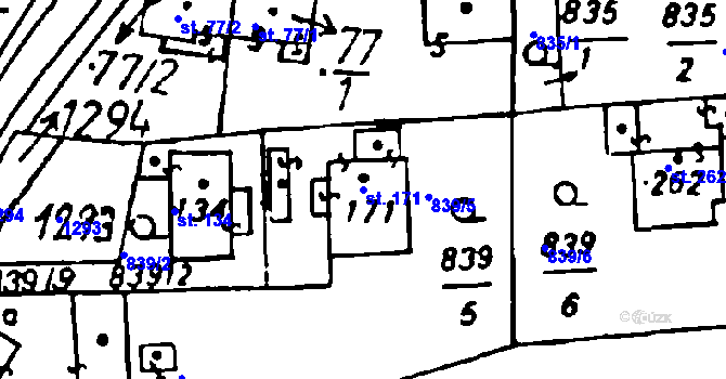 Parcela st. 171 v KÚ Osek u Rokycan, Katastrální mapa