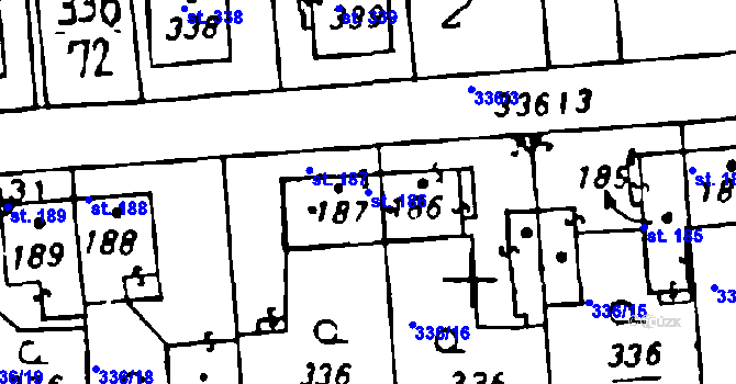 Parcela st. 186 v KÚ Osek u Rokycan, Katastrální mapa