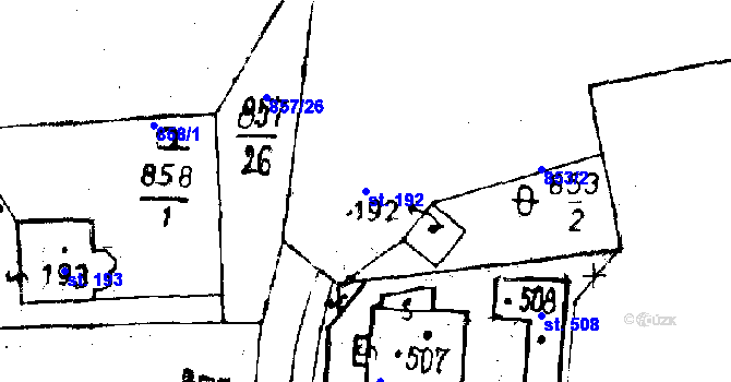 Parcela st. 192 v KÚ Osek u Rokycan, Katastrální mapa