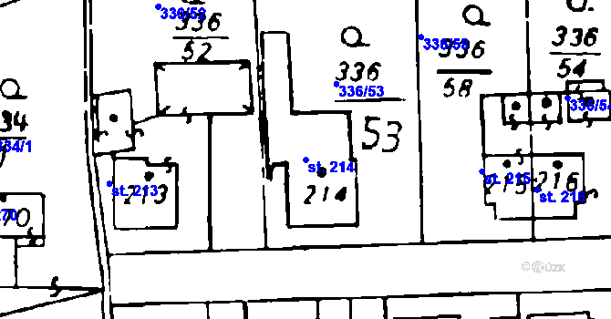 Parcela st. 214 v KÚ Osek u Rokycan, Katastrální mapa