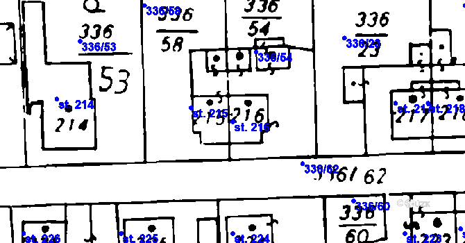 Parcela st. 216 v KÚ Osek u Rokycan, Katastrální mapa