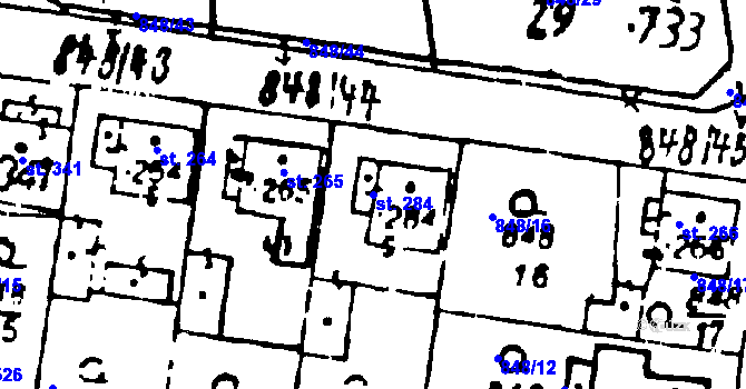 Parcela st. 284 v KÚ Osek u Rokycan, Katastrální mapa