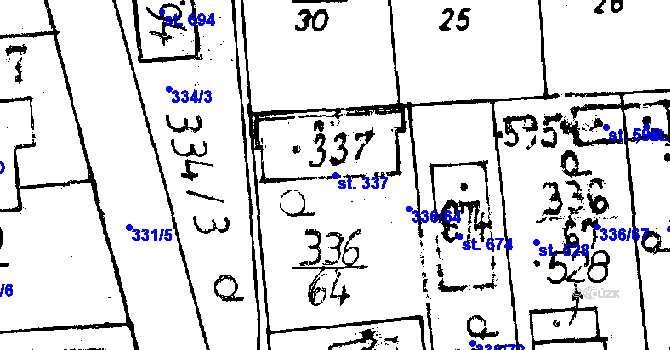 Parcela st. 337 v KÚ Osek u Rokycan, Katastrální mapa