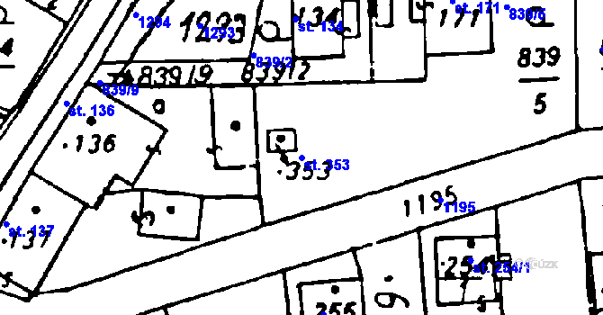 Parcela st. 353 v KÚ Osek u Rokycan, Katastrální mapa