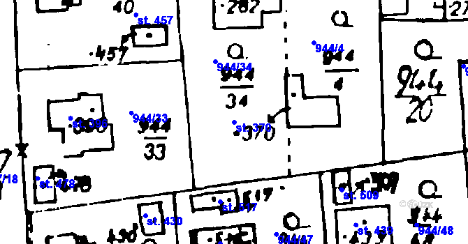Parcela st. 370 v KÚ Osek u Rokycan, Katastrální mapa