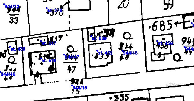 Parcela st. 439 v KÚ Osek u Rokycan, Katastrální mapa