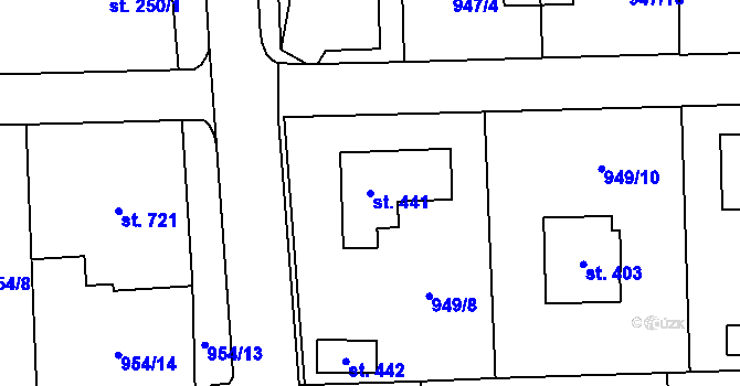 Parcela st. 441 v KÚ Osek u Rokycan, Katastrální mapa