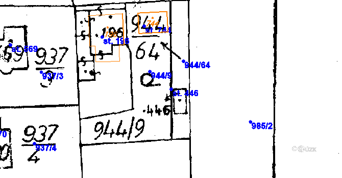 Parcela st. 446 v KÚ Osek u Rokycan, Katastrální mapa