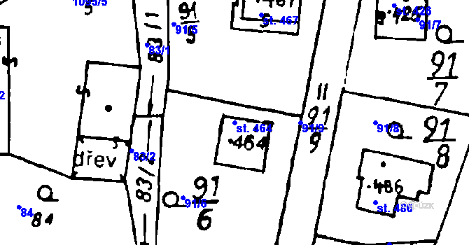 Parcela st. 464 v KÚ Osek u Rokycan, Katastrální mapa
