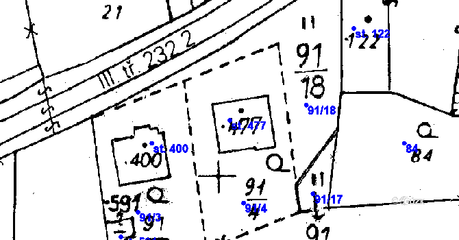 Parcela st. 477 v KÚ Osek u Rokycan, Katastrální mapa