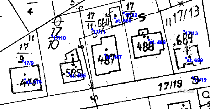 Parcela st. 487 v KÚ Osek u Rokycan, Katastrální mapa