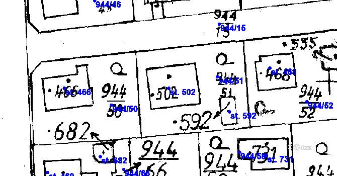 Parcela st. 502 v KÚ Osek u Rokycan, Katastrální mapa