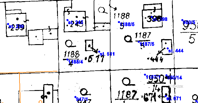 Parcela st. 511 v KÚ Osek u Rokycan, Katastrální mapa