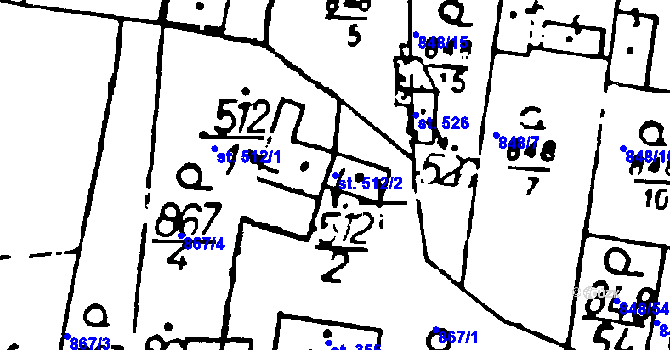 Parcela st. 512/2 v KÚ Osek u Rokycan, Katastrální mapa