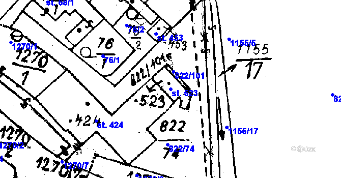 Parcela st. 523 v KÚ Osek u Rokycan, Katastrální mapa