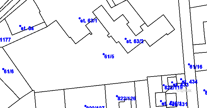 Parcela st. 61/5 v KÚ Osek u Rokycan, Katastrální mapa