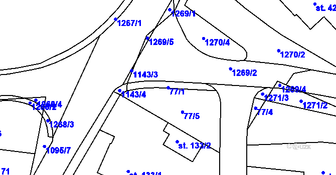 Parcela st. 77/1 v KÚ Osek u Rokycan, Katastrální mapa