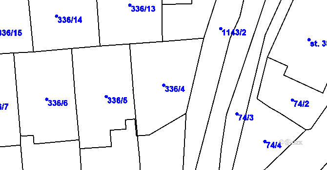 Parcela st. 336/4 v KÚ Osek u Rokycan, Katastrální mapa
