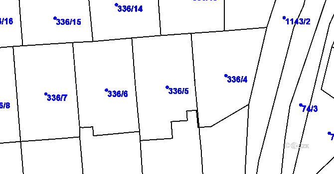 Parcela st. 336/5 v KÚ Osek u Rokycan, Katastrální mapa